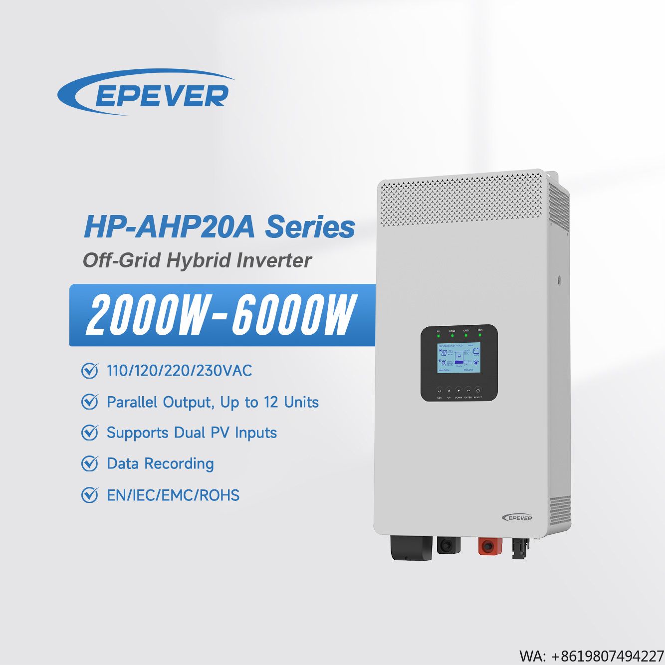 Hybrid Solar Inverter 5.5Kw Mppt 48V - Epever omvormer DC 24V 48V naar