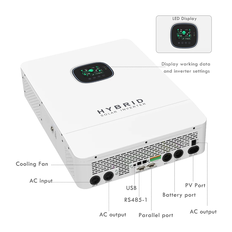 Split Phase Inverter 10Kw 110V 220V - 110V 220V Hybride Off-Grid Solar Inverter