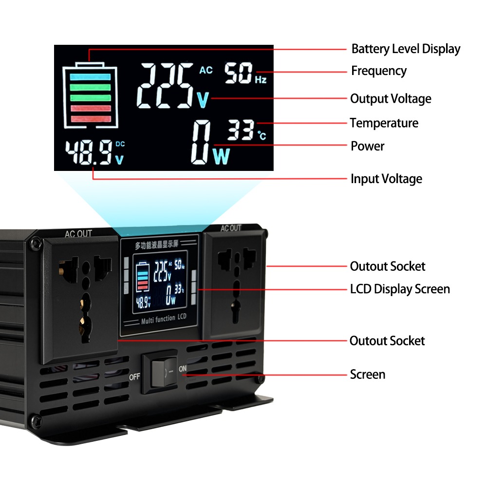Zuivere Sinus Omvormer DC 12 v - Pure Sine Wave Inverter 5000W 48V 220V recensie en prijs