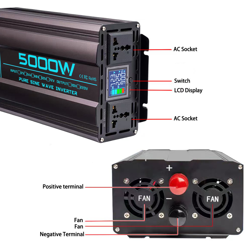 Zuivere Sinus Inverter 48V/72V - Pure Sine Wave Inverter 5000W 48V 220V recensie en prijs